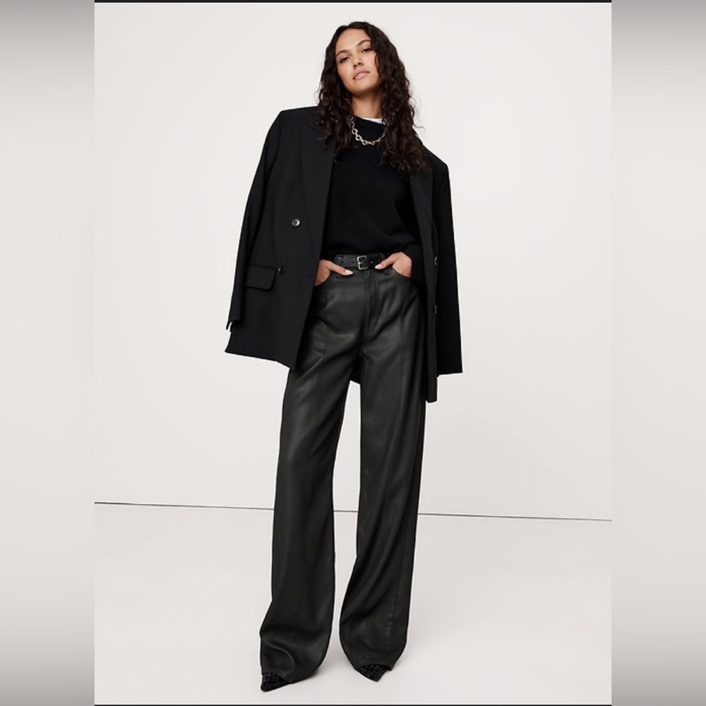 Banana Republic Coated Black Trousers